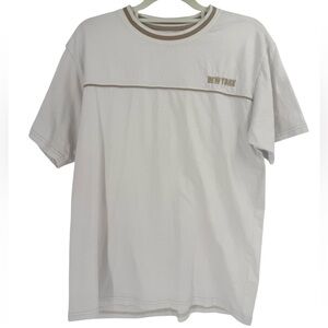 Sovereign State New York Embroidered Graphic T-Shirt Cream Beige Minimalist, L